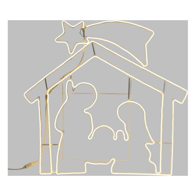 Lotti 40472 Decorazione Luminosa Presepe Effetto Neon Bifacciale 1320 LED Bianco Caldo Luce Fissa Uso Interno Esterno con Piedistallo Ripiegabile colore Bianco
