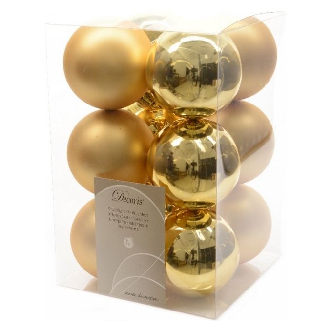 Kaemingk 730556 Palline di Natale Infrangibili 12 Pezzi Finitura Lucida e Opaca 6 cm colore Oro