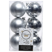 Decoris 21831 Palline di Natale Infrangibili 12 Pezzi diametro 6 cm finitura lucida e opaca colore Argento