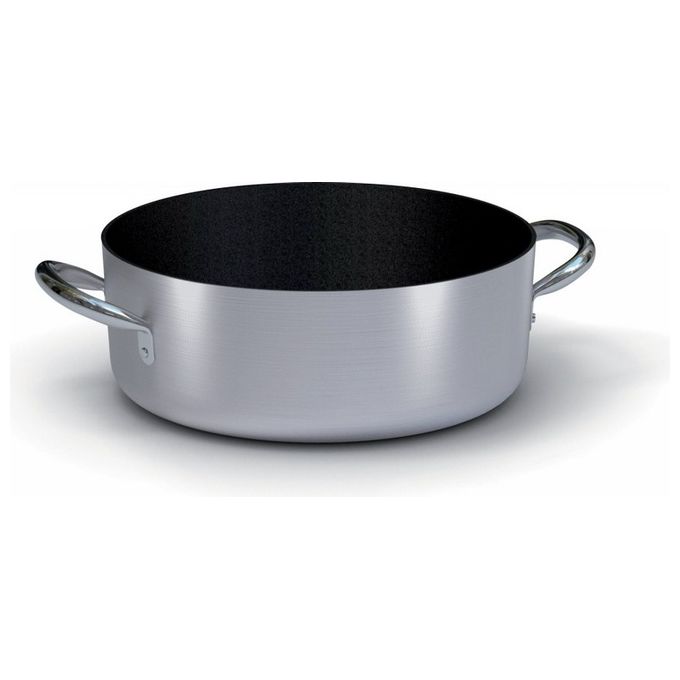 Ballarini 2016.24 Linea 2000 Casseruola Bassa Antiaderente 24 cm 2 Manici in Acciaio Inox Lavabile in Lavastoviglie colore Alluminio Satinato