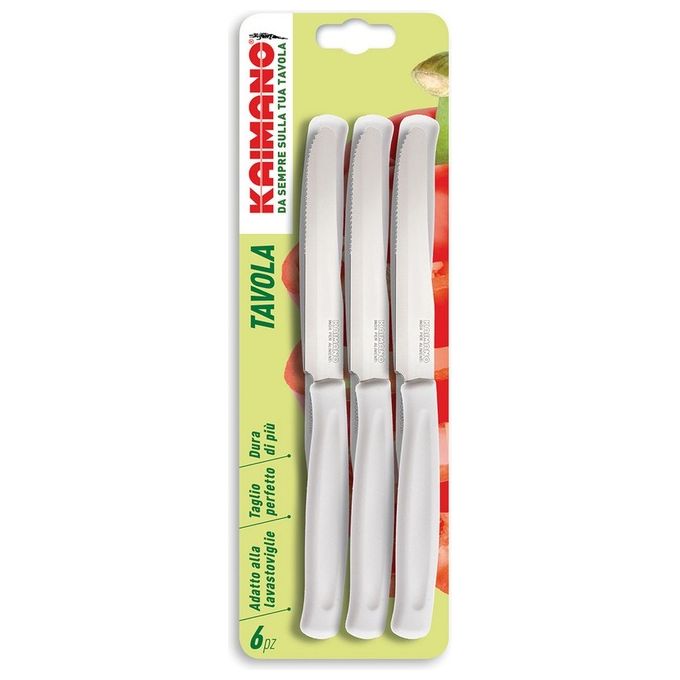 6 Coltelli da tavola con punta dentata Bianco