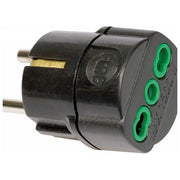 Adattatore 16A Spina Schuko Presa Bipasso Nero