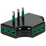 Adattatatore Triplo Piatto Spina 16A Nero