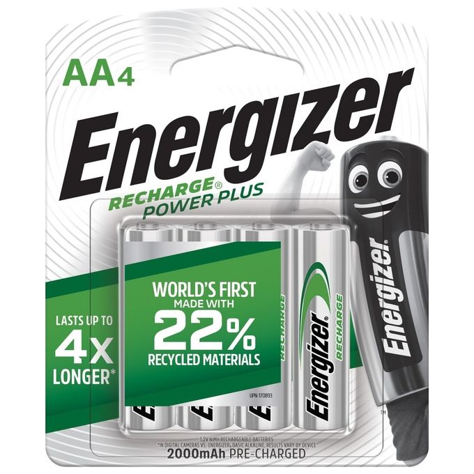Energizer 7638900249101 Power Plus Pile Ricaricabili Stilo AA NiMH 1,2 V 2000 mAh 4 pezzi
