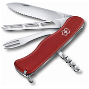 Victorinox 0.8313.W Cheese Master Coltello Multiuso 8 Funzioni con Lama Grande Ondulata e Forchetta da Fonduta colore Rosso