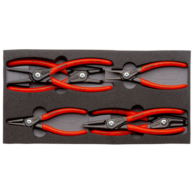 Knipex 00 20 01 V02 Set di pinze per anelli di sicurezza 6 pezzi con manici rossi colore Rosso