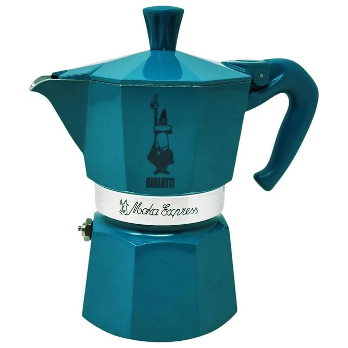 Bialetti 0001008 Winter Wonderland Caffettiera Moka 3 Tazze Alluminio gas elettrico colore Turchese