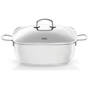 Fissler 001-500-28-000-0 Secural Rostiera in Acciaio Inox con Rivestimento Antiaderente Capienza 6.5 L Diametro 28 cm con Coperchio in Vetro Adatta per Induzione e Forno fino a 220°C colore Argento