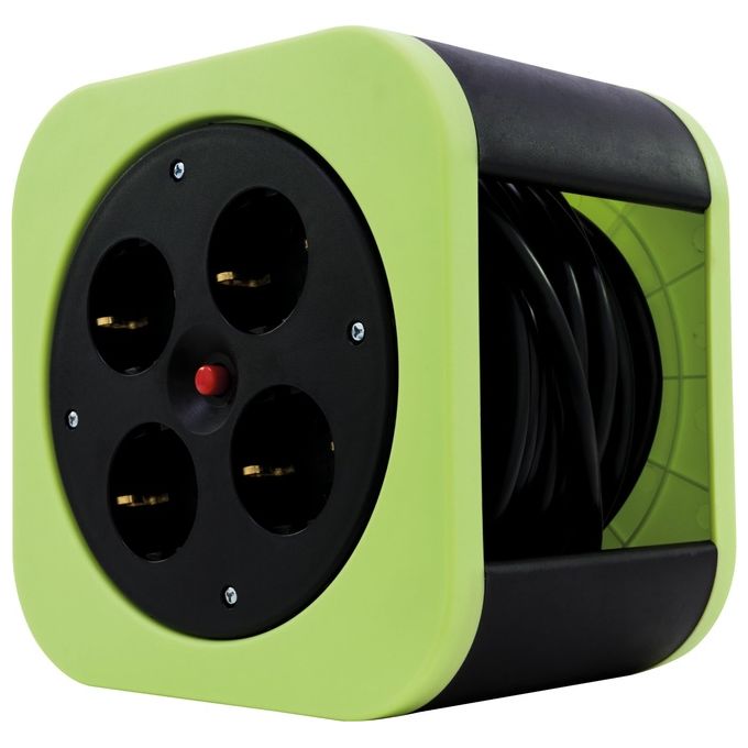 REV 0010012400 Kabelbox S Prolunga 4 Prese 10 m 3000 W colore Nero Verde