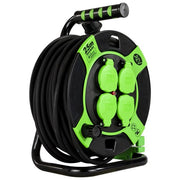 REV 0010215412 Prolunga Elettrica con Avvolgicavo 25 m 4 Prese IP44 3000 W colore Nero Verde