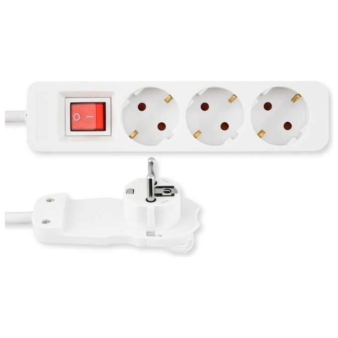 Rev Presa Multipla 2mt 3-Fach con Schalter Bianco