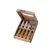OPINEL 254152 Les Essentiels Set di 4 Coltelli da Cucina Lama in Acciaio Inox Sandvik 12C27 Manici in Legno di Faggio colore Naturale