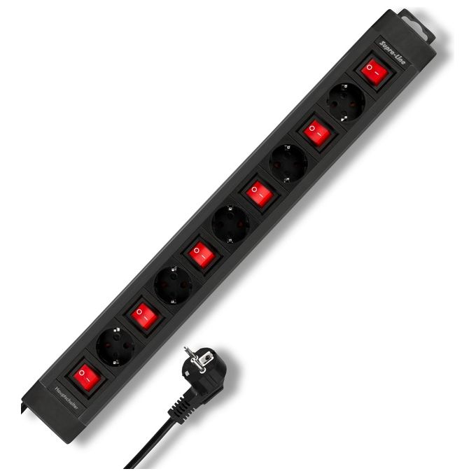 REV 0014503513 REV 5 prese con interruttori individuali 3,7 m 250 V 16 A 3500 W colore Nero