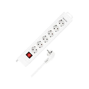 Rev Presa Multipla 6 Ingressi 2.4mt Supraline con Interruttore Bianco