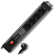 REV 0015462513 Supraguard Prolunga 4 Prese con Interruttore Illuminato Protezione da Sovratensione e Bambini Cavo 2,5 m colore Nero