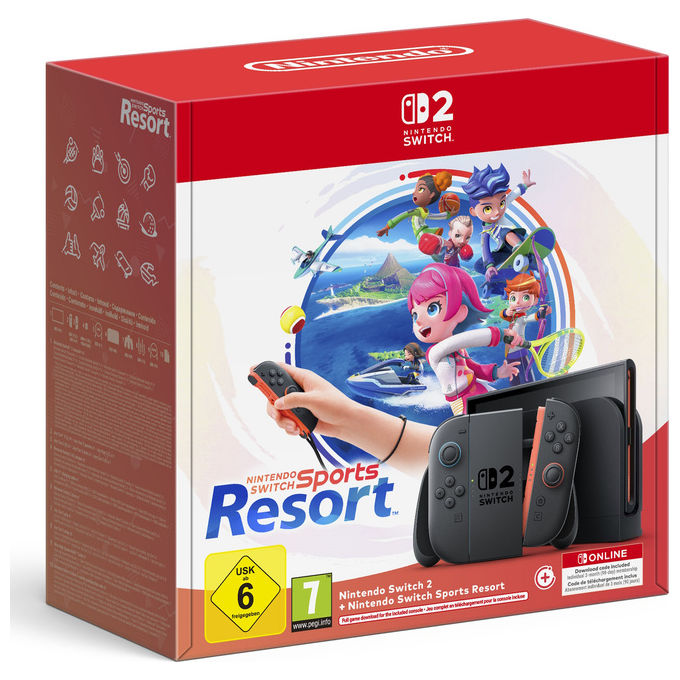 Nintendo 0045496337544 Switch 2 and Switch Sports Resort console da gioco portatile 256 GB 7.9'' Touch screen Wi-Fi 120 Hz colore Nero