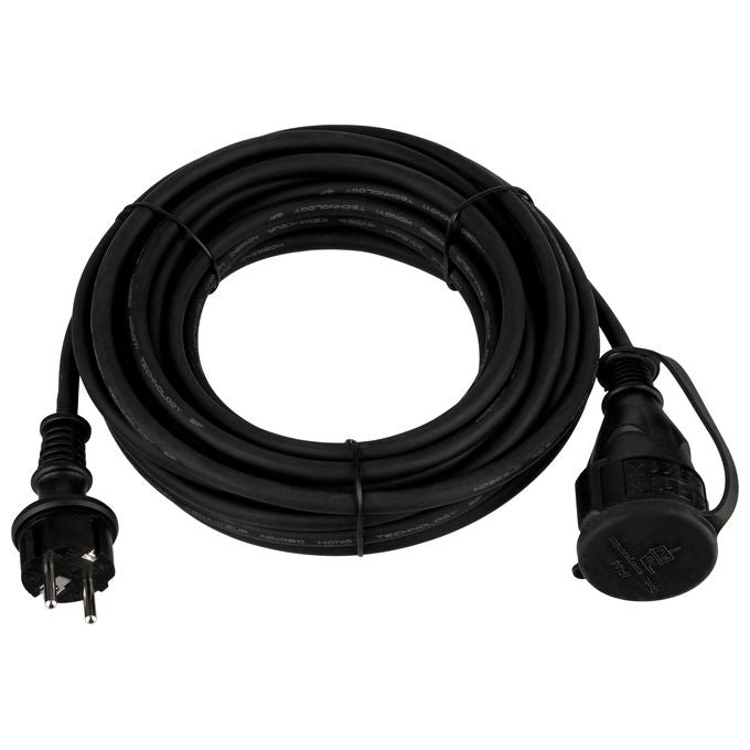 REV 0065109 Prolunga in Gomma IP44 Uso Esterno 10 m 1 Presa Schuko 16 A 3500 W colore Nero