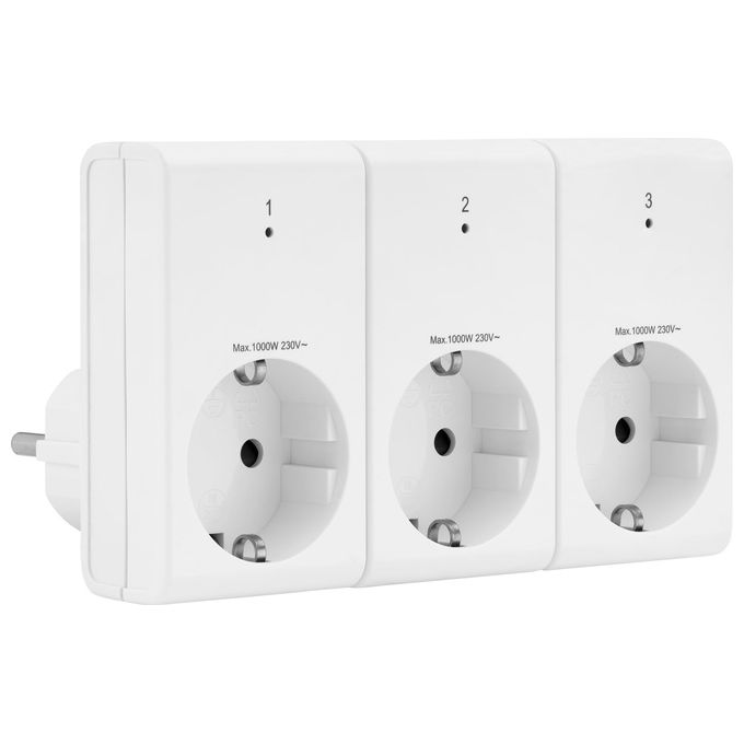 REV 00834514 Kit Prese Radio con Telecomando 3 Prese 1000 W 433 MHz Plug and Play colore Bianco