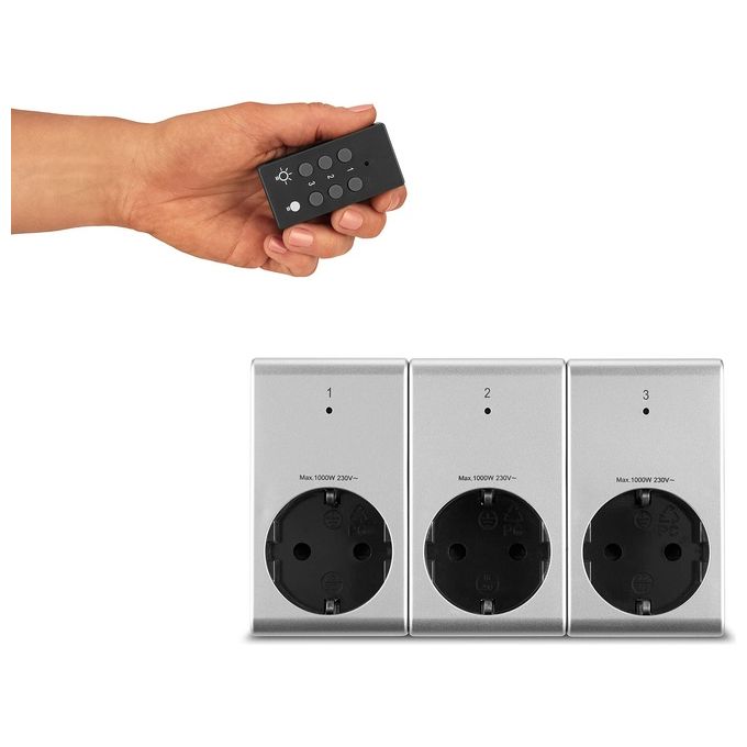 Rev Radio Socket Set Silver 3+1 2300W