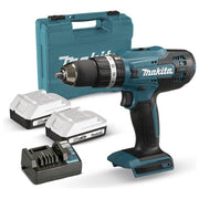 Makita HP488D006 Trapano avvitatore a percussione 18V 2 batterie 2,0Ah 42 Nm mandrino 13 mm ingranaggi metallici valigetta colore Nero