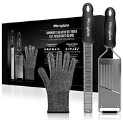 Microplane 36179 Gourmet Set Grattugia con Guanto Protettivo Acciaio Inossidabile colore Nero
