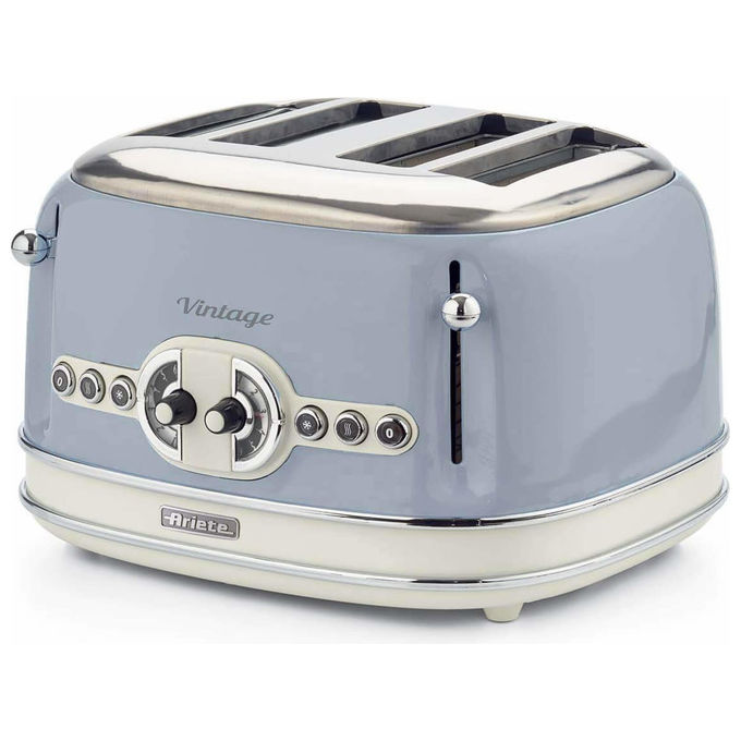 Ariete 00C015605AR0 Tostapane Vintage 4 fette 6 livelli di tostatura Defrost 1600 W colore Azzurro