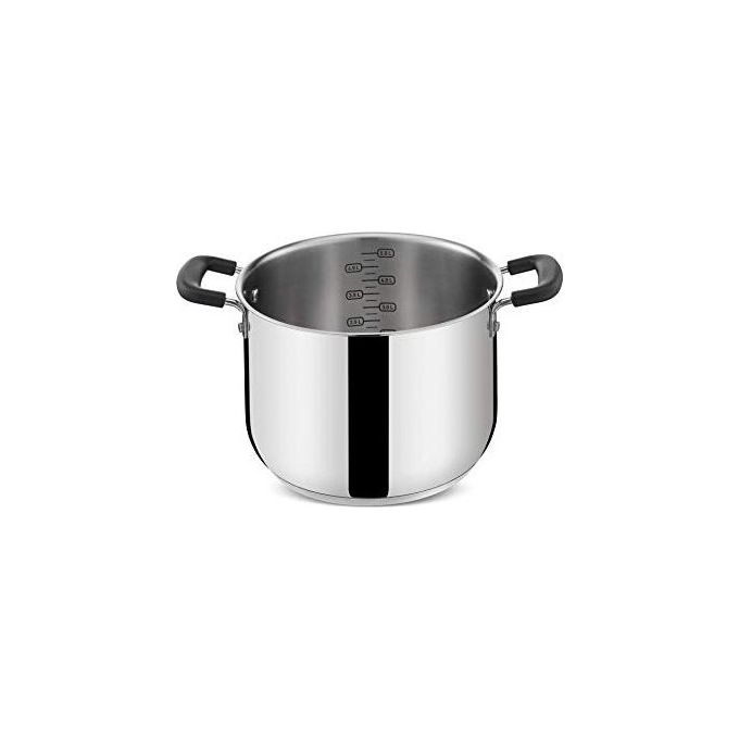 Lagostina 010717020422 Pratica Pentola Alta 22 cm Acciaio Inox 18-10 Fondo Lagoseal Plus a Tre Strati Adatta a Tutti i Piani di Cottura inclusa Induzione Maniglie in Silicone Soft Touch Lavabile in Lavastoviglie colore Acciaio Lucido