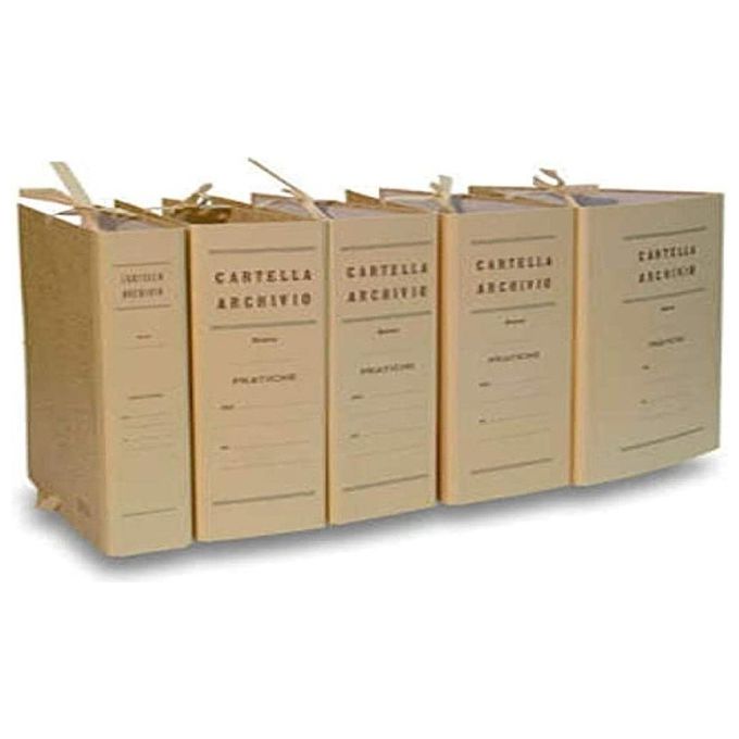 Brefiocart 0202202-20 Faldone Archivio con Lacci Incollati Dorso 20 cm Formato A4 Cartone Rivestito Carta Litografata Effetto Iuta colore Beige