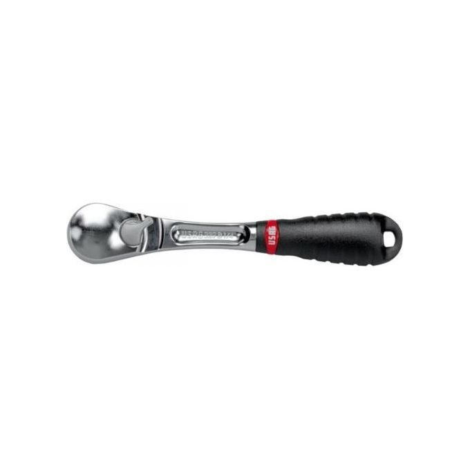 USAG 237 B 1-4 Cricchetto reversibile 1-4 pollice 72 denti angolo di ripresa 5° corpo in acciaio forgiato sezione doppia T impugnatura bimateriale conica colore Cromato