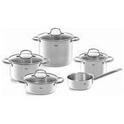 Fissler 040-113-05-000-0 San Francisco Set di pentole in acciaio inox 5 pezzi con coperchio in vetro per induzione e tutti i tipi di fornelli colore Acciaio