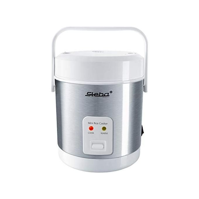 Steba 05-34-00 RK 4 M Mini Cuociriso 0,9 L 200 W Rivestimento Antiaderente colore Acciaio Inox-Bianco