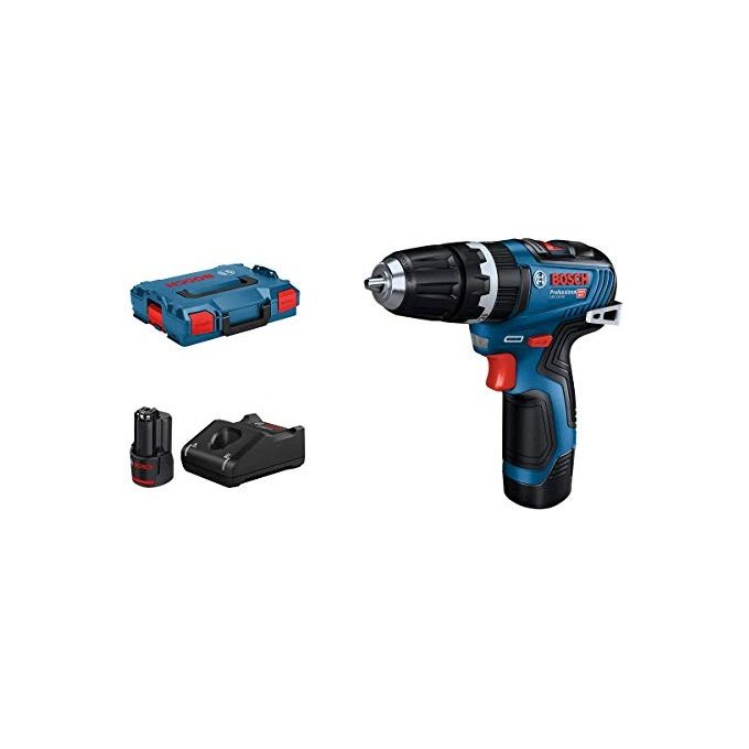 Bosch Professional 06019J9000 GSB 12V-35 Trapano-avvitatore con Percussione Brushless 26250 colpi min 1750 giri min 2 batterie 3 0 Ah GAL 12V-40 in L-BOXX colore Nero