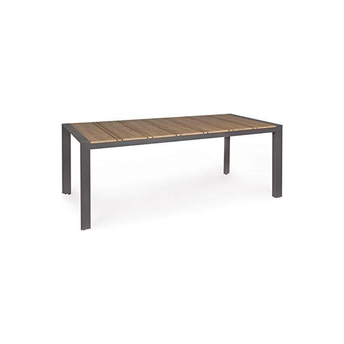 Yes Everyday Tavolo da Esterno Elias Piano Polywood Effetto Teak Struttura Alluminio 198x100 cm 6-8 Persone colore Antracite