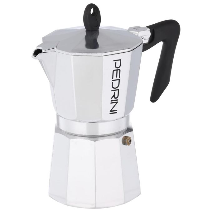 Pedrini 9084-3 Aroma Chic Caffettiera Moka 6 Tazze Alluminio EN601 Valvola Sicurezza colore Argento