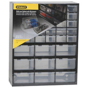 Stanley 1-93-981 Cassetta Multiuso con 39 Cassetti Trasparenti e Resistenti Impilabile e Montabile a Parete Dimensioni 13,23x6,3x17,52 cm colore Nero