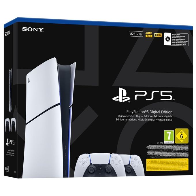 Sony PlayStation 5 Digital Edition, Bundle con Due Controller DualSense, Bianco