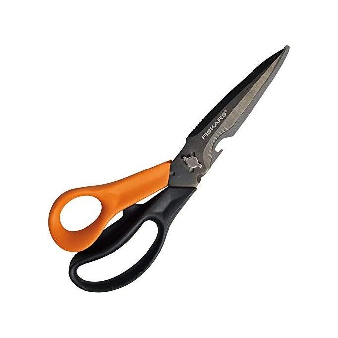 Fiskars 1000809 Cuts + More Forbici Multiuso Lama in Acciaio Inox con Rivestimento in Titanio 23 cm colore Nero Arancione