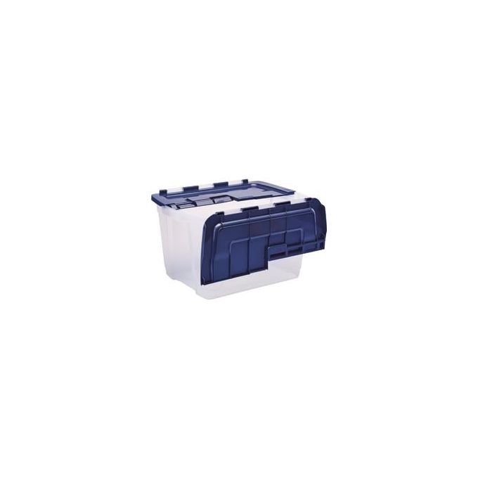 Fellowes Bankers Box, contenitore in plastica con cerniera, 55L, BPA free, riciclabile, impilabile, trasparente e blu