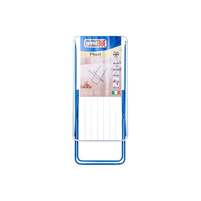 Gimi PLAST Stendibiancheria a Cavalletto da Pavimento Acciaio Plastificato 11 m Portata 10 Kg colore Blu Bianco