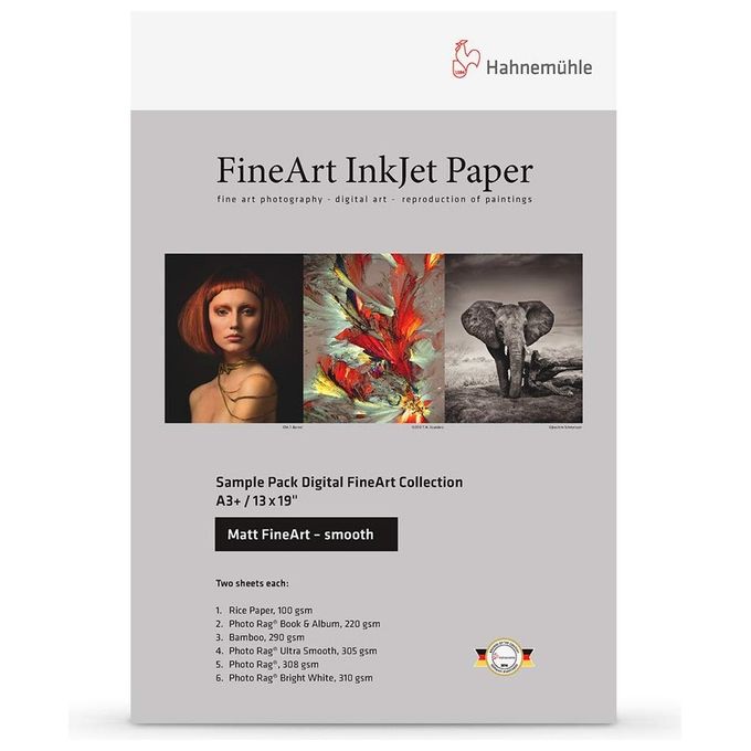 Hahnemühle HAH10640303 Digital FineArt Sample Pack Carta Inkjet Matte Smooth A4 12 Fogli