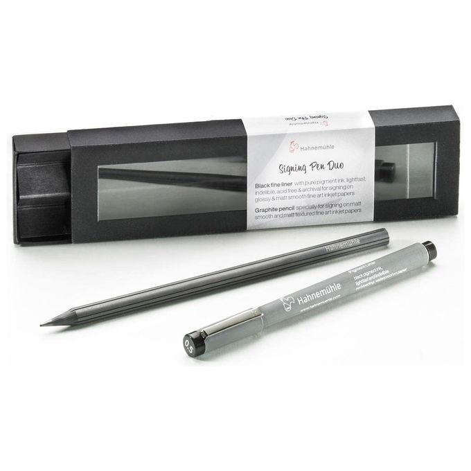 Hahnemühle 10640475 Signing Pen Duo Kit Firma Pigment Liner Matita Grafite colore Nero