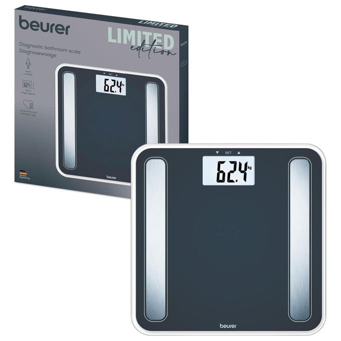 Beurer 10717 BF 183 Bilancia pesapersone elettronica 180 Kg Analisi Corporea LCD Acciaio inox colore Bianco