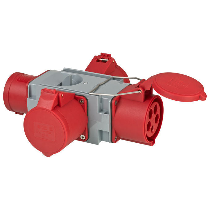 Brennenstuhl 1081670 Distributore a Croce CEE 400 V 32 A 3 Uscite IP44 colore Grigio Rosso