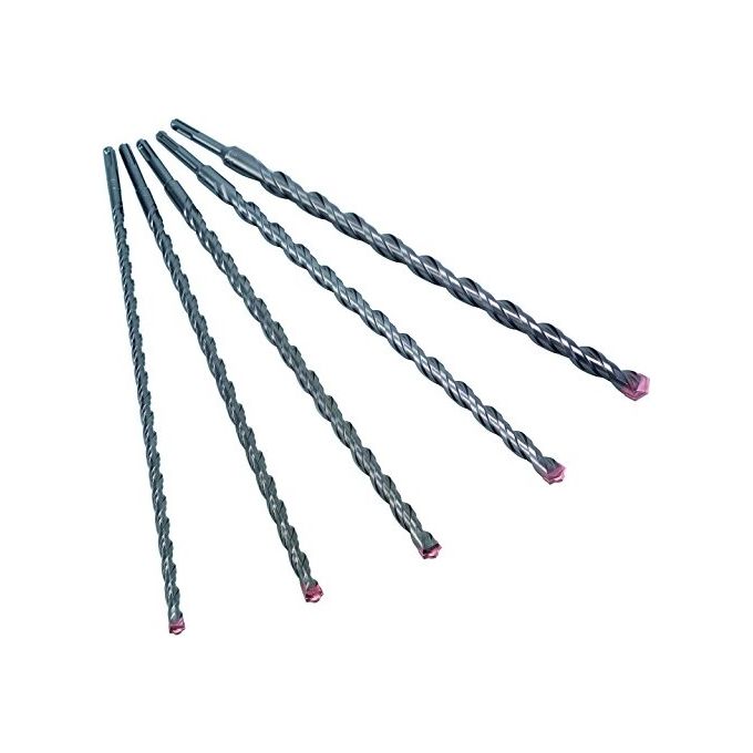 Alpen 1088709005100 F4 Seta di punte per trapano a martello SDS-Plus 2 taglienti 10 12 14 16 20 mm lunghezza 600 mm 5 pezzi colore Nero