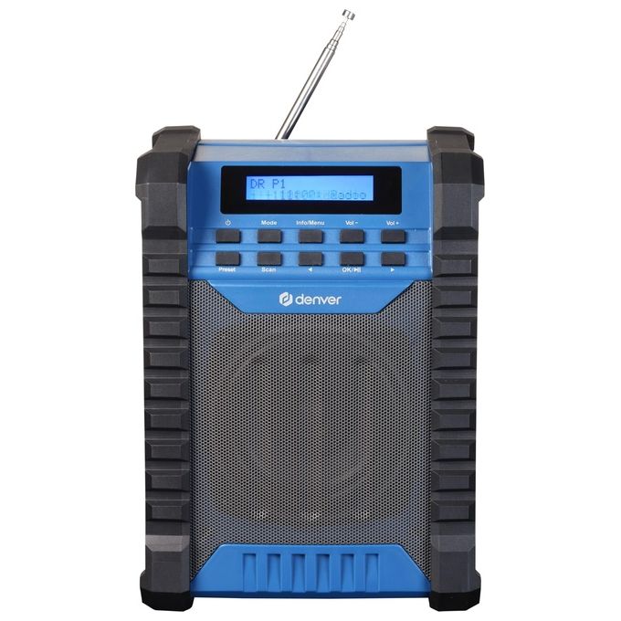 Denver WRD-60 Radio da Cantiere DAB+ DAB FM Bluetooth Batteria 2000 mAh 10 W RMS IP54 USB-C colore Nero Blu