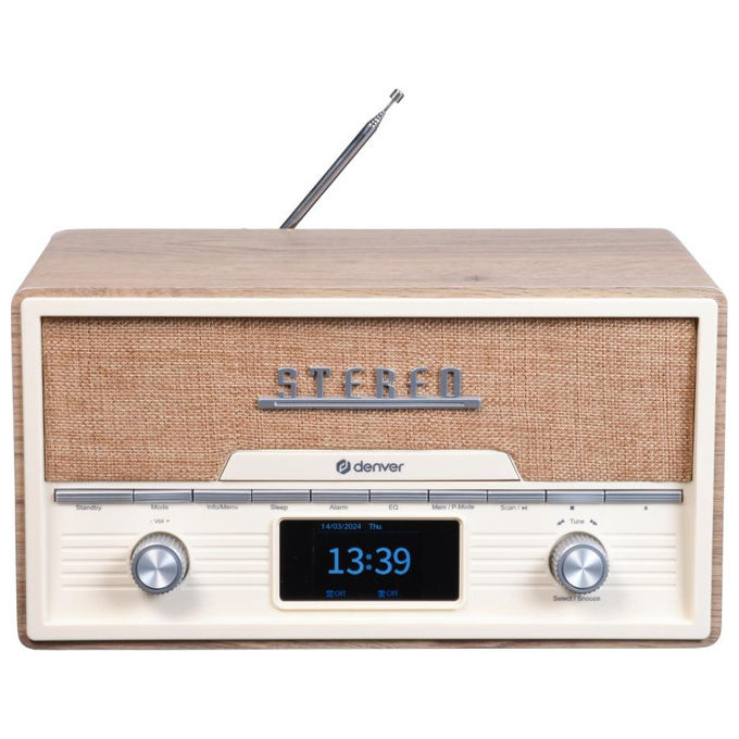 Denver 111161100160 MDA-525LW Lettore CD personale con Radio DAB+ FM Bluetooth Riproduzione MP3 Display TFT colore Legno