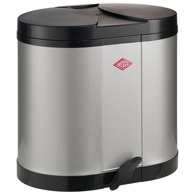 WESCO 170611-11 Eco Bin 170 Pattumiera a Pedale Doppia 30 Litri con 2 Scomparti da 15 Litri colore Argento