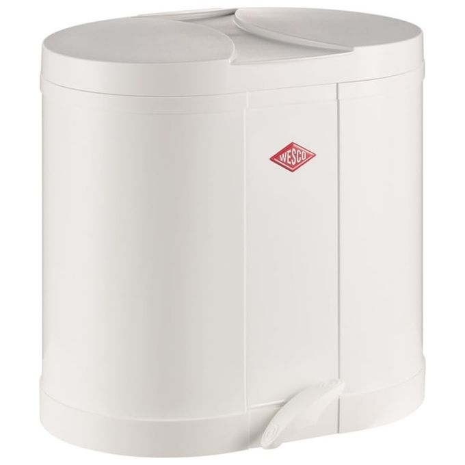 WESCO 170611-01 Eco-Double Bin Pattumiera Doppia 2x15L in Plastica con Apertura a Pedale colore Bianco