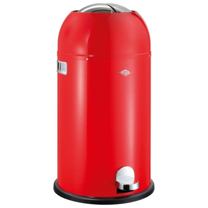 WESCO 184631-02 Kickmaster Pattumiera in Lamiera d'Acciaio Verniciata Volume 33 Litri con Ammortizzatore Integrato e Grande Inserimento colore Rosso