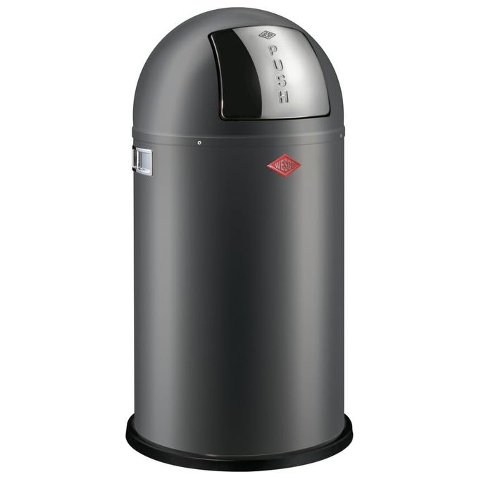 WESCO 175831-77 Pushboy Pattumiera 50 Litri Acciaio Verniciato a Polvere con Coperchio a Ribalta e Contenitore Interno Estraibile colore Grafite Opaco